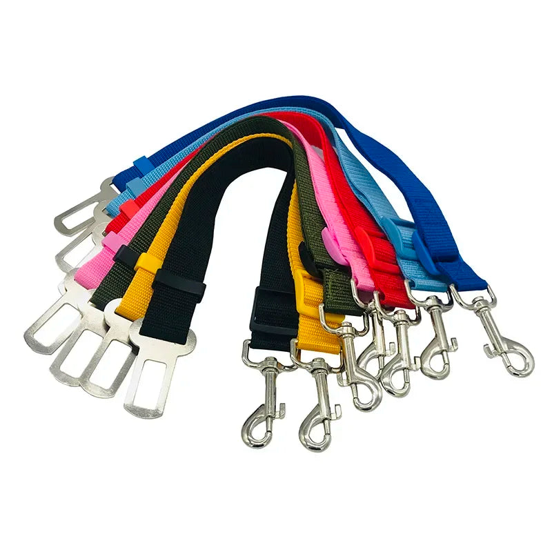 Sangle de sécurité réglable multicolore en nylon pour attacher un animal de compagnie en voiture