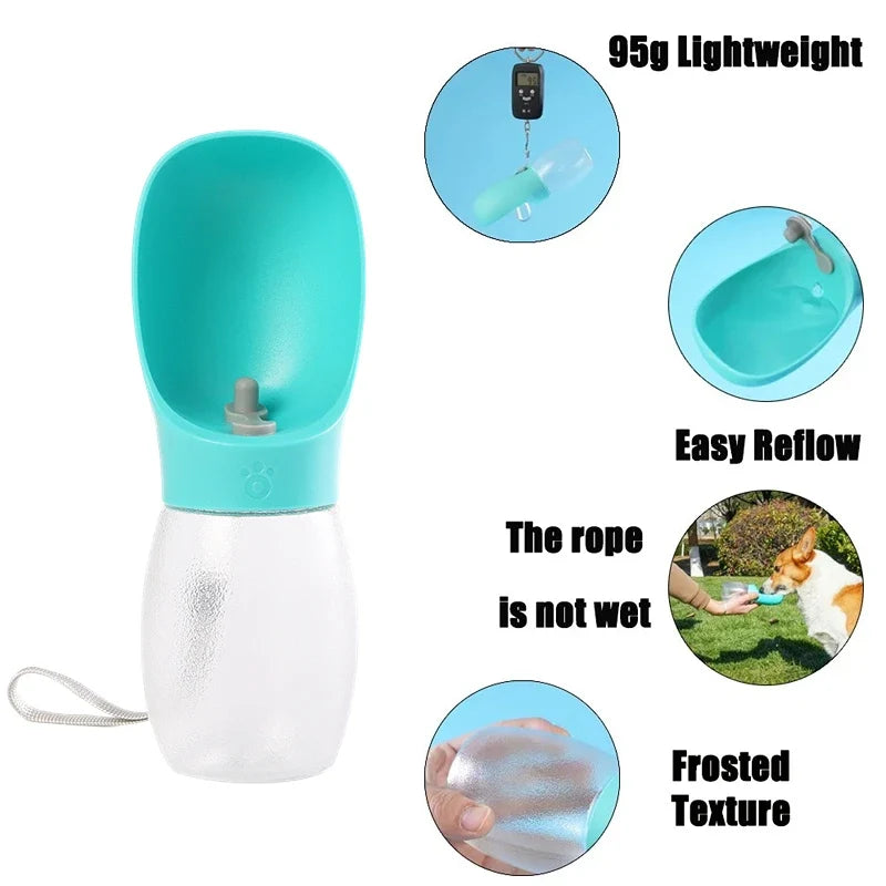 Garrafa de Água Portátil para Animais de Estimação com Tiga de Beber Azul Branco Amarelo Antivazamento Viagem ao Ar Livre