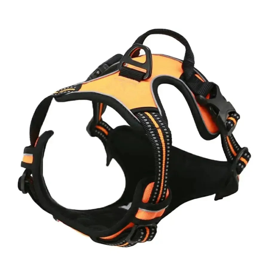 Imbracatura a pettorina riflettente regolabile anti-trazione per cani con cinghie a fibbia, disponibile in vari colori