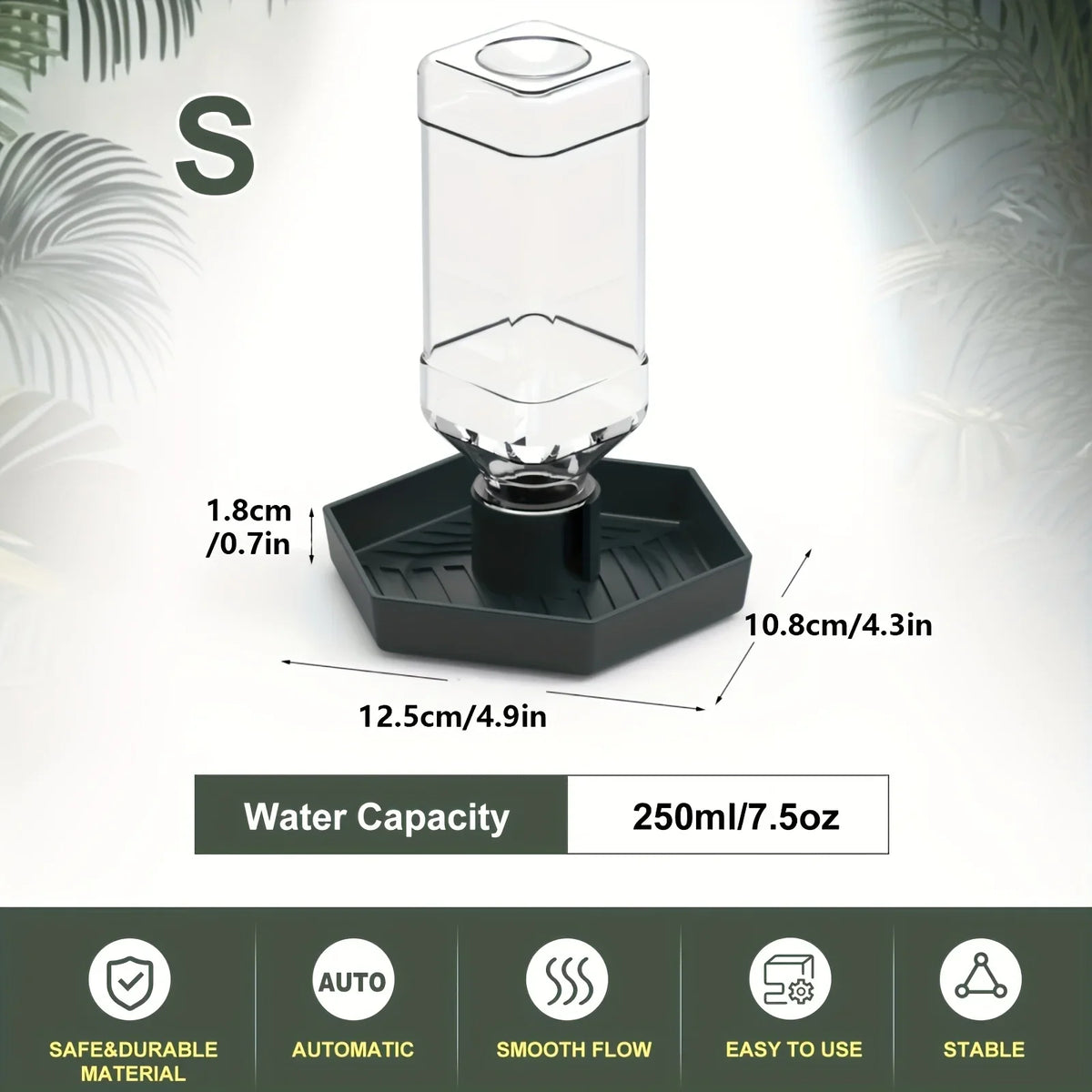Distributore automatico di acqua esagonale verde con mangiatoia per piccoli rettili