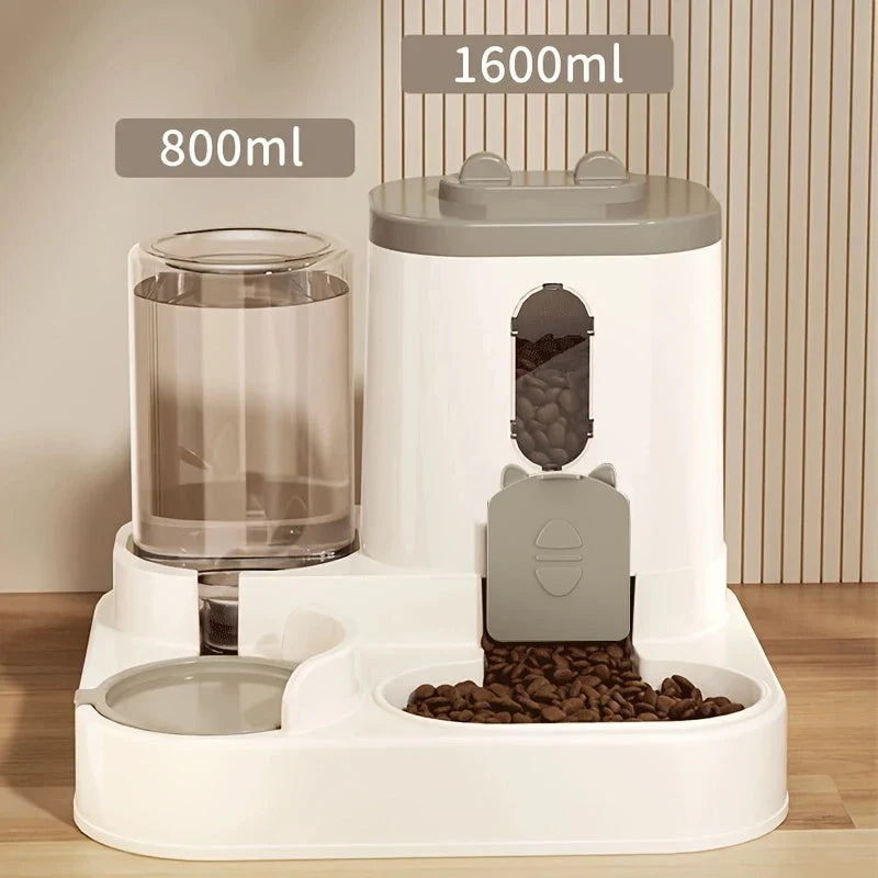 Distributore automatico di cibo per animali con abbeveratoio integrato, multicolore