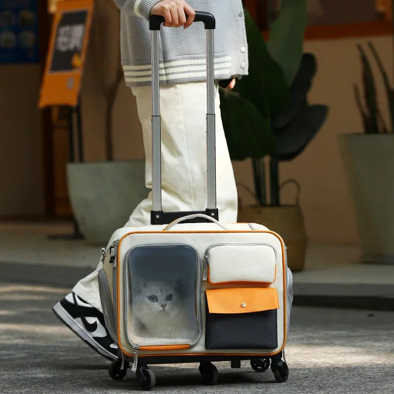 Borsa da Trasporto per Animali con Ruote e Finestra in Rete per Gatti e Cani