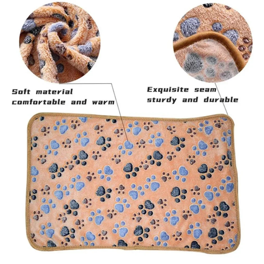 Manta Macia em Fleece Coral com Pegadas para Cães e Gatos