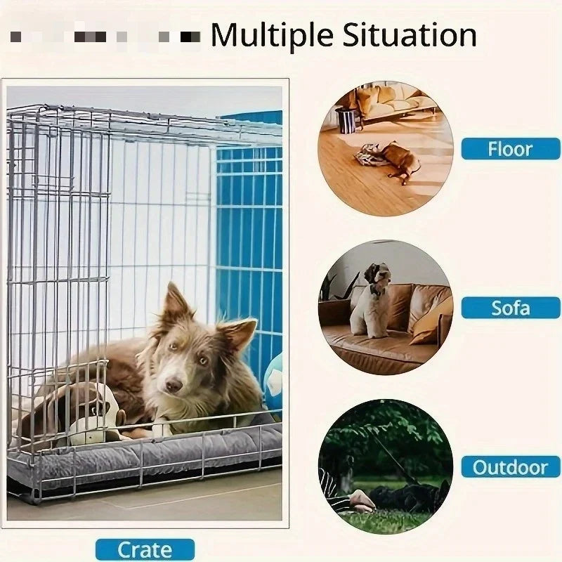 Cama em Tapete para Caixa de Cão Cinzenta em Peluche Fibra Super Macia Respirável Lisa
