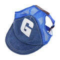 Verstellbare Baseballkappe aus Denim und Mesh für Hunde mit Ohrlöchern