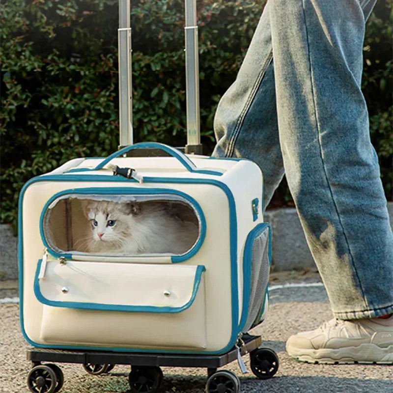 Borsa da Trasporto per Animali con Ruote e Finestra in Rete per Gatti e Cani