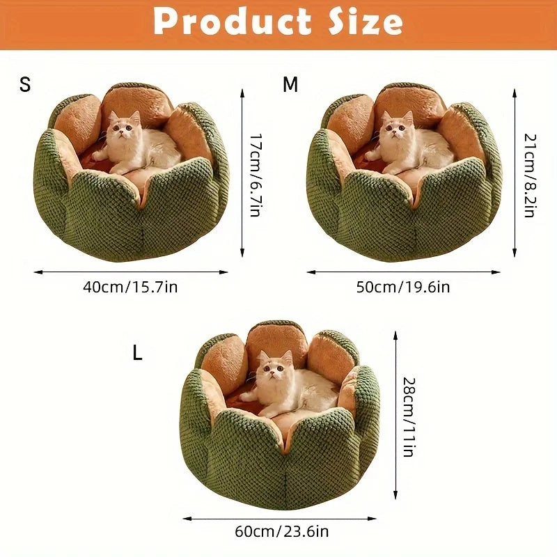 Pluche huisdierenbed met bloemblaadjes Zacht warm nestje voor katten en honden