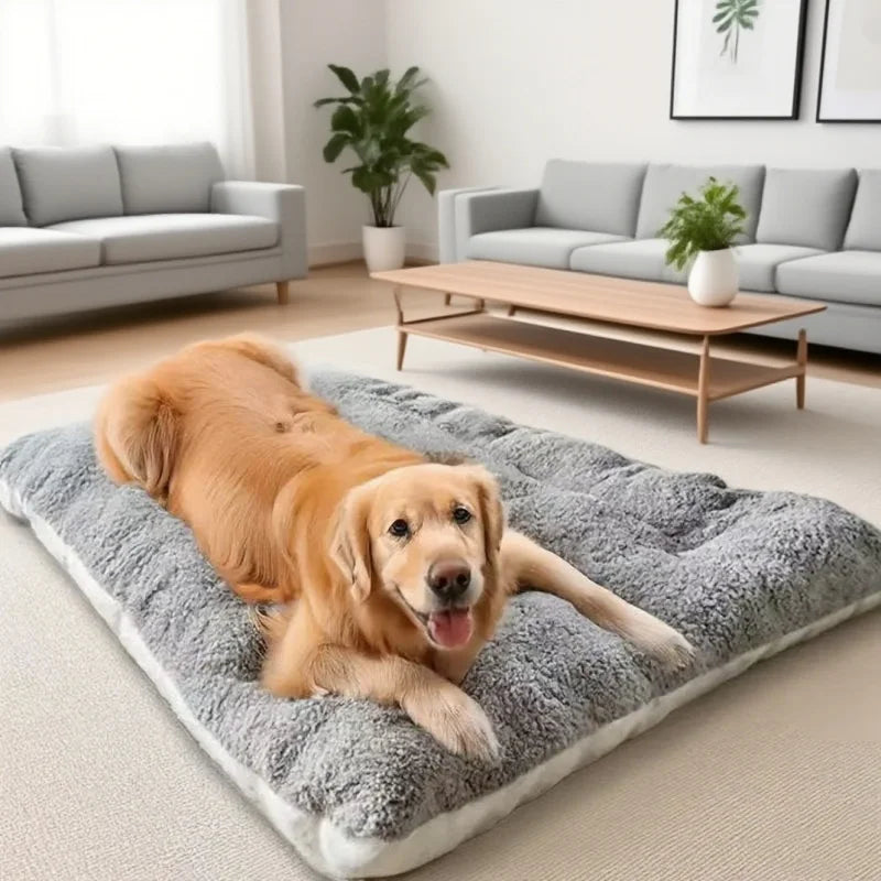 Divano Letto Oversize in Peluche per Animali in Fibra Traspirante Grigio Lavabile in Lavatrice Tappetino per Cani