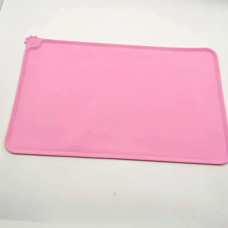 Tapete de Silicone para Comida e Água de Animais de Estimação com Borda Elevada