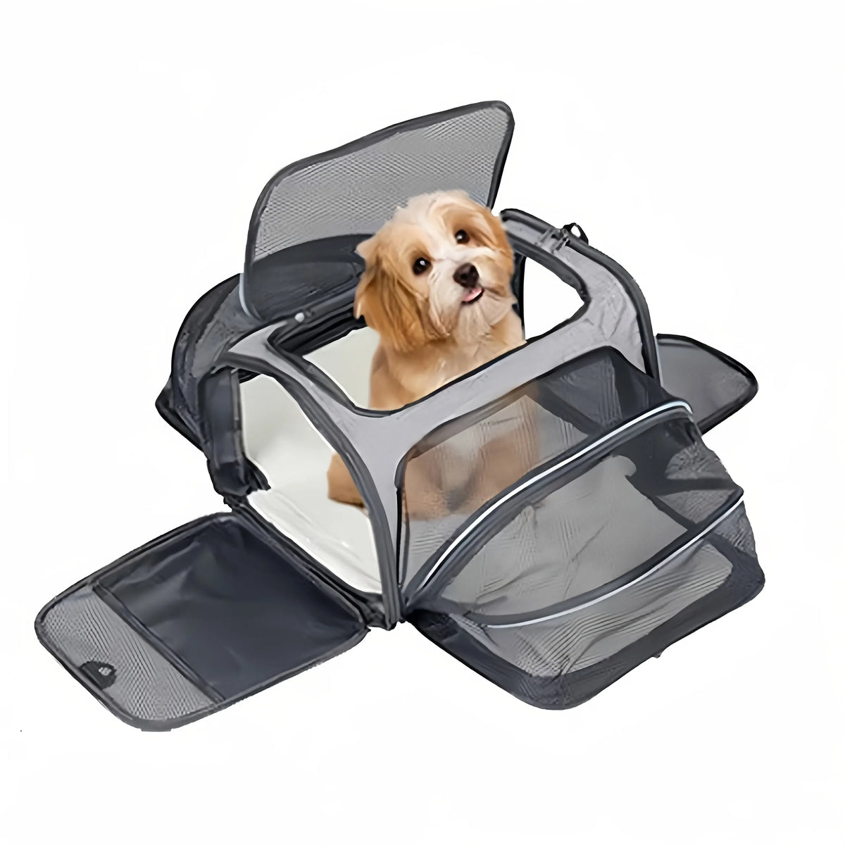 Borsa da Viaggio Traspirante in Mesh Espandibile con Apertura Laterale per Animali Domestici