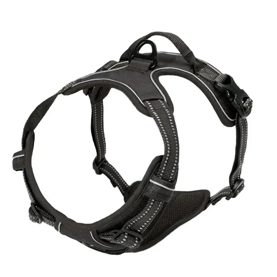 Imbracatura a pettorina riflettente regolabile anti-trazione per cani con cinghie a fibbia, disponibile in vari colori